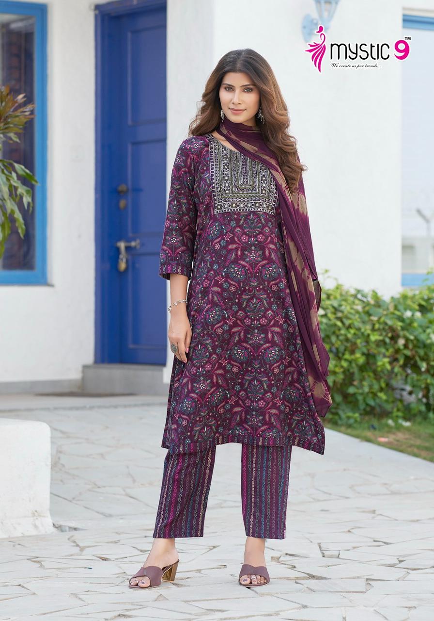 Shagun Vol 3 By Mystic 9 Rayon Foil Printed Kurti With Bottom Dupatta Wholesale Price In Surat